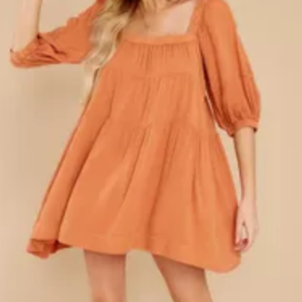 Red Dress On Message Topaz Dress Oranged Tiered Dress Size Medium